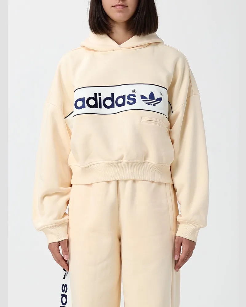 adidas Kapuzenpullover in Relaxed Fit aus Baumwollmix mit Logo Yellow