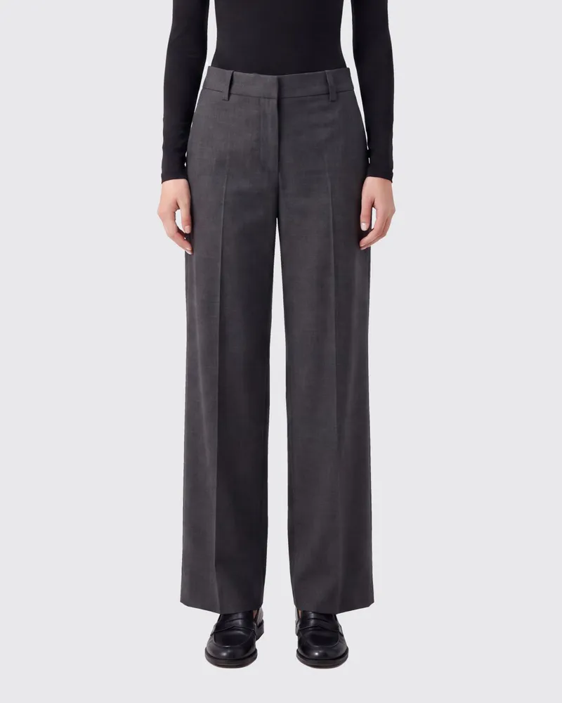 Brunello Cucinelli Palazzo-Hose mit hohem Bund aus reiner Schurwolle Grau