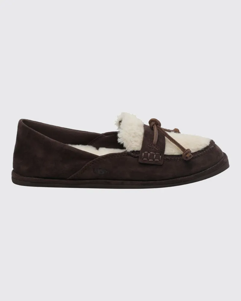 UGG Zora Zweifarbige Wildleder-Loafer mit Wollfutter Braun
