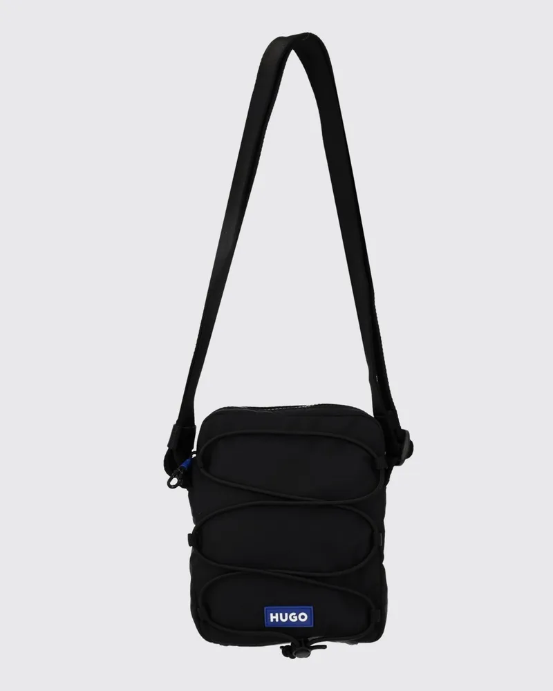HUGO BOSS Vytal Umhängetasche aus recyceltem Nylon mit Reißverschluss und appliziertem Logo Schwarz
