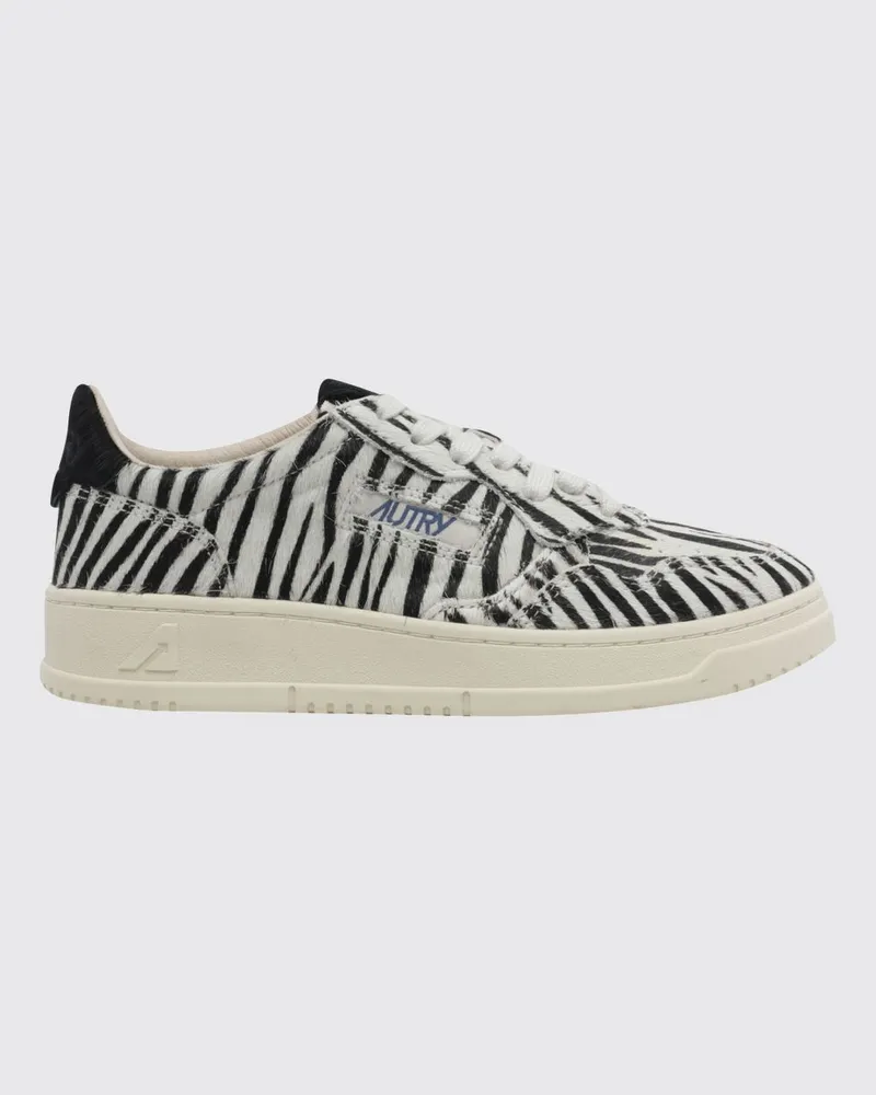 AUTRY Medalist Low Sneakers aus Leder mit Animal-Print-Einsätzen aus Ponyfell Schwarz