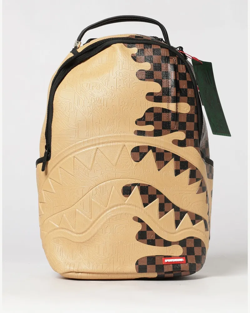 Sprayground Henny Melt Rucksack von aus beschichteter Baumwolle mit Karomuster und Logo Braun
