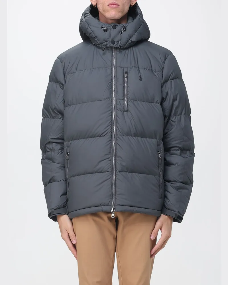 Ralph Lauren Gorham Gesteppte Nylon-Daunenjacke mit Kapuze und Pony-Logo Grau