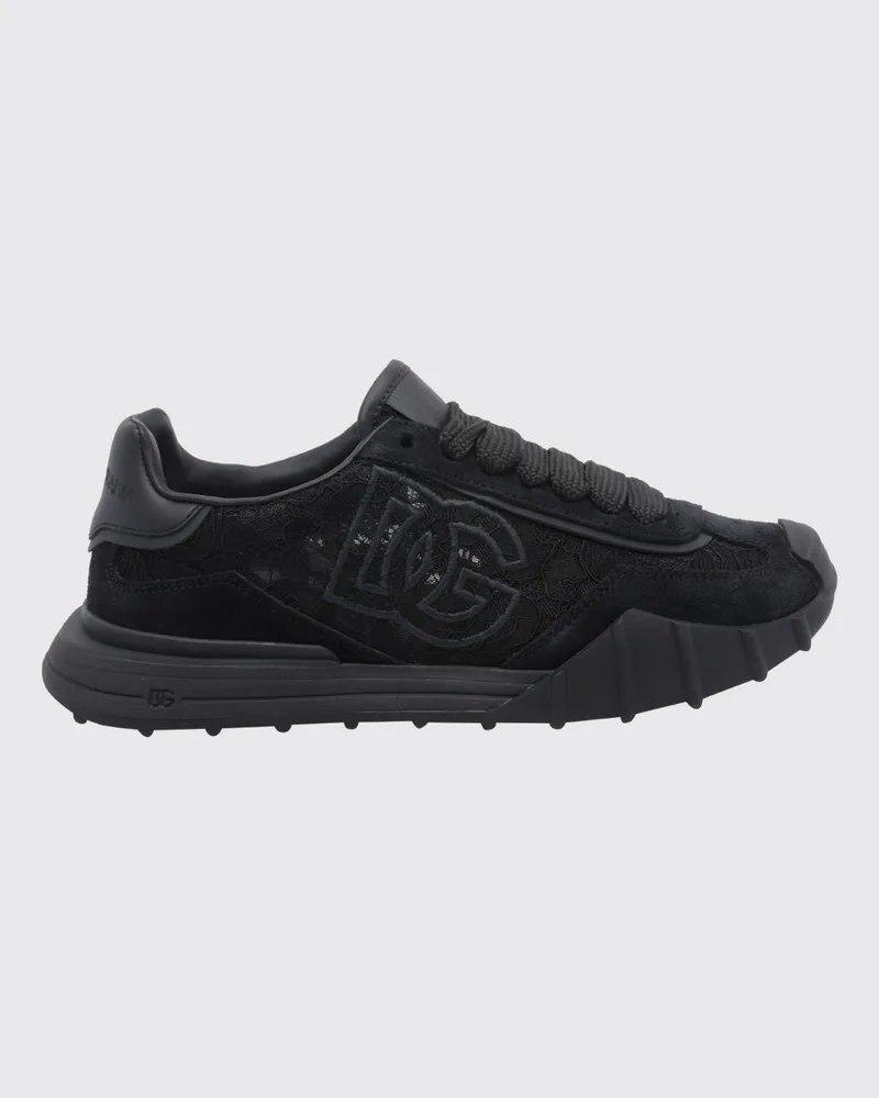 Dolce & Gabbana DOLCE  GABBANA DG Athletic Low-Top-Sneakers Dolce & Gabbana aus Spitze und Veloursleder Schwarz