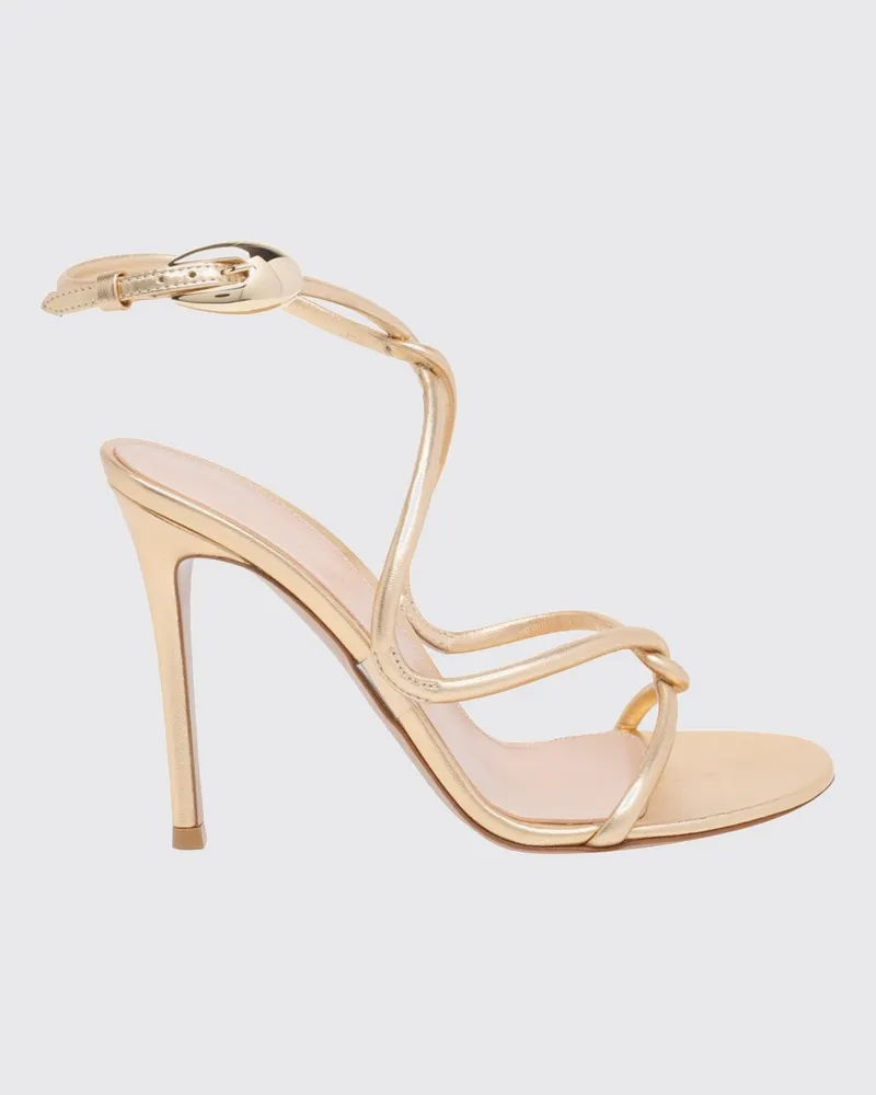 Gianvito Rossi Jungle Mamba Sandalen aus laminiertem Nappaleder mit Stiletto-Absatz Gold