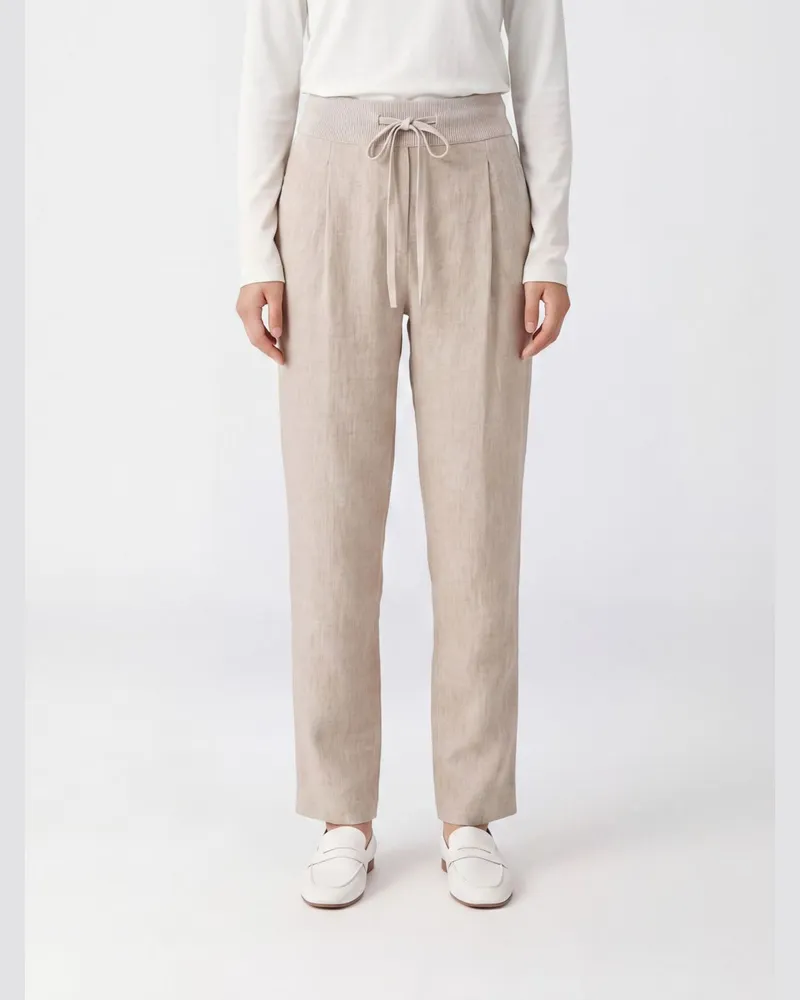 Fabiana Filippi High-Waist-Hose mit weitem Bein aus Wollmischung mit Bundfalten Grau