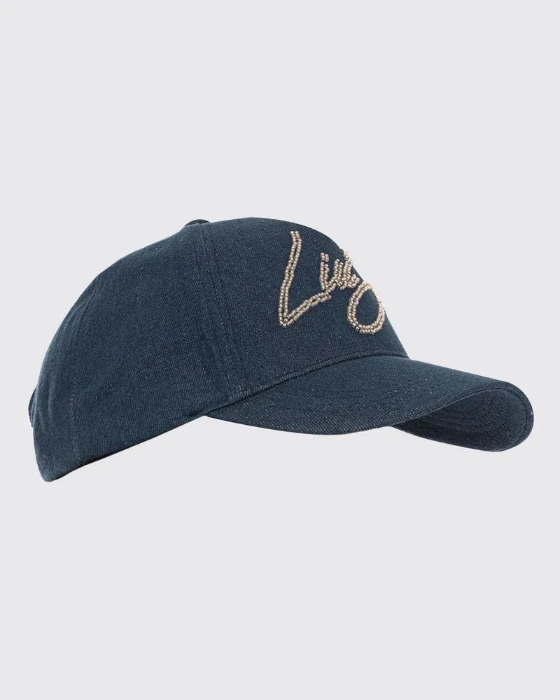 Liu Jo Baseballkappe aus Baumwolldenim mit Perlen und gesticktem Logo Denim