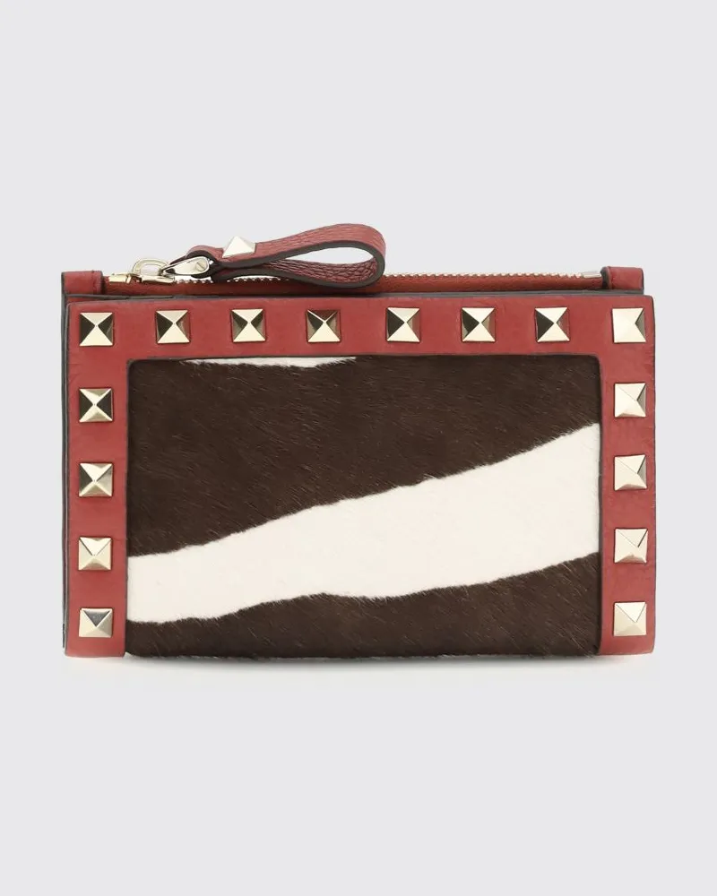 Valentino Garavani Bifold-Portemonnaie Rockstud von aus Leder mit Animal-Print Weiß