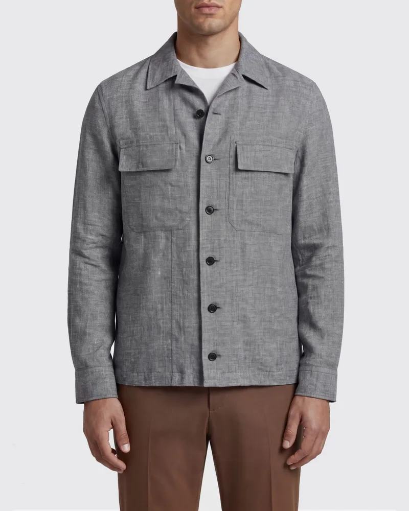 Ermenegildo Zegna Overshirt aus Leinenmischung Blau