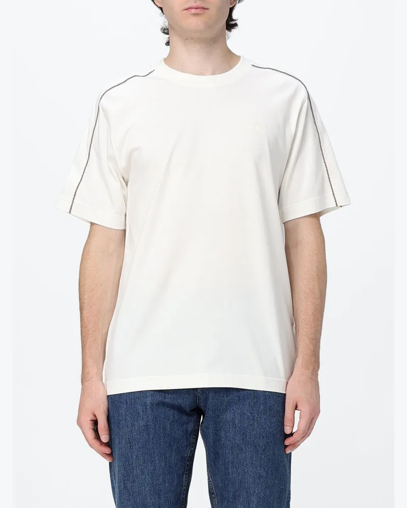 Burberry Kurzarm-T-Shirt aus reiner Baumwolle mit Rundhalsausschnitt Ivory