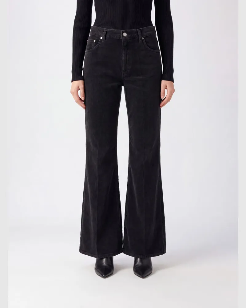 Haikure Clara Flared Jeans aus Cord mit mittlerer Leibhöhe Schwarz