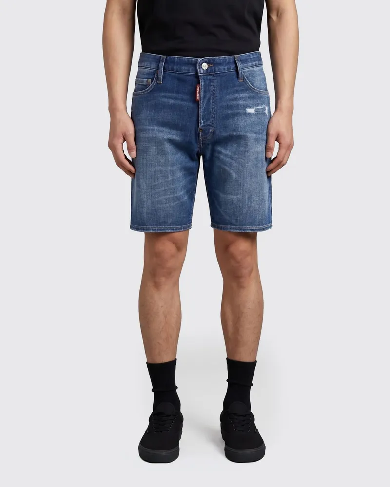 Dsquared2 knielange Bermuda-Shorts aus Baumwolldenim mit fünf Taschen Navy