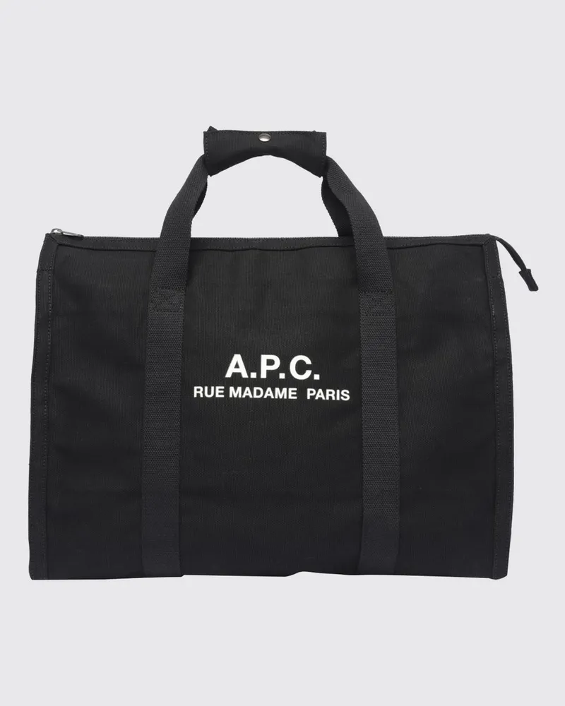 A.P.C. Große Récupération Reisetasche aus Baumwolle mit gedrucktem Logo Schwarz