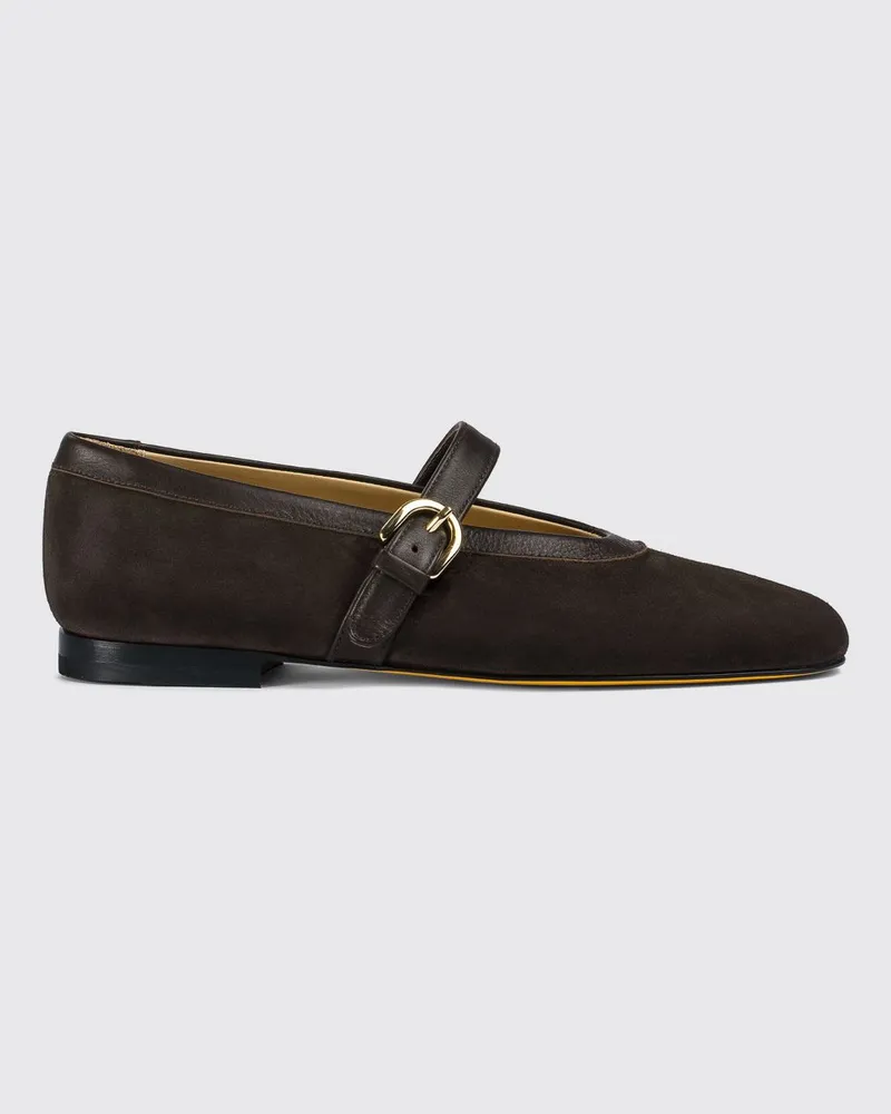 Doucal´s Mary Jane Ballerinas aus Veloursleder mit Riemen Mahagoni