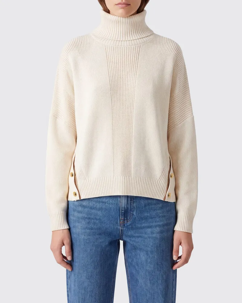 Liu Jo Rollkragenpullover aus Wollmischung mit Logo-Knöpfen Weiß