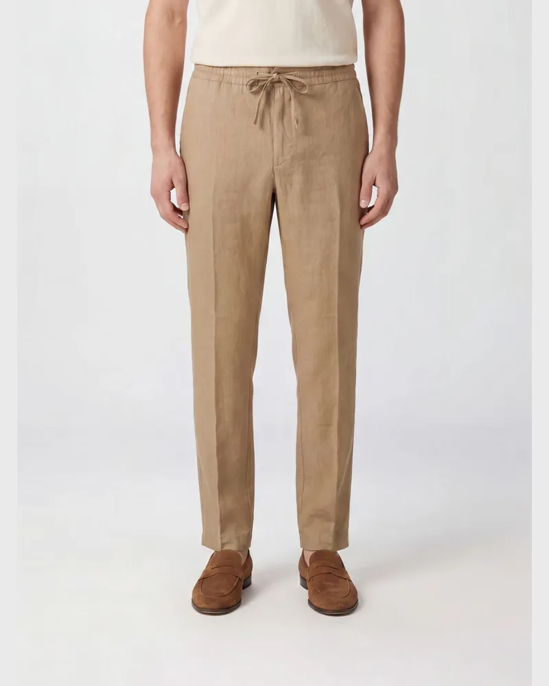 120% Lino Hose herren Beige