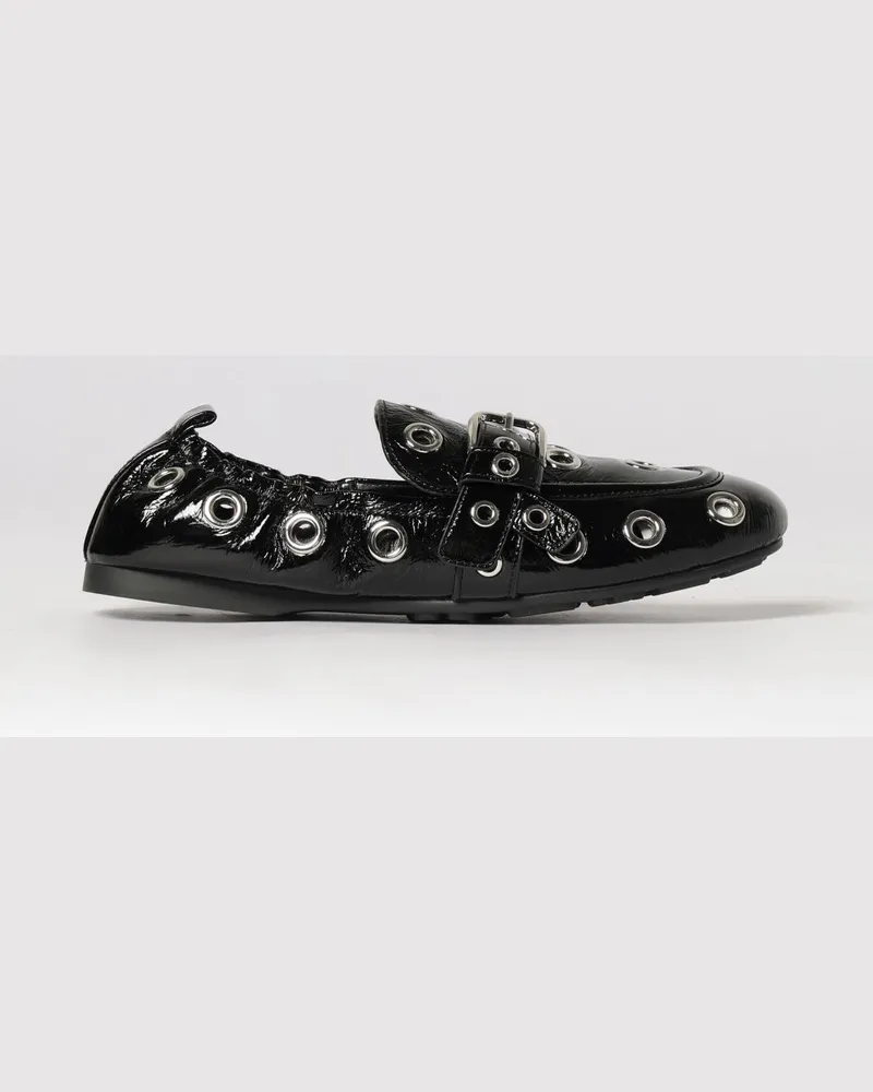 Marc Jacobs Lackleder The Grommet Jude Loafer mit Metallösen Schwarz