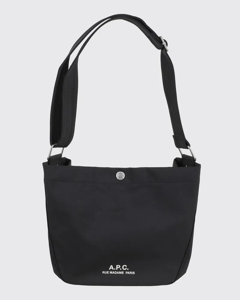 A.P.C. The Journal Schultertasche aus Polyester mit kontrastierendem Logo Schwarz