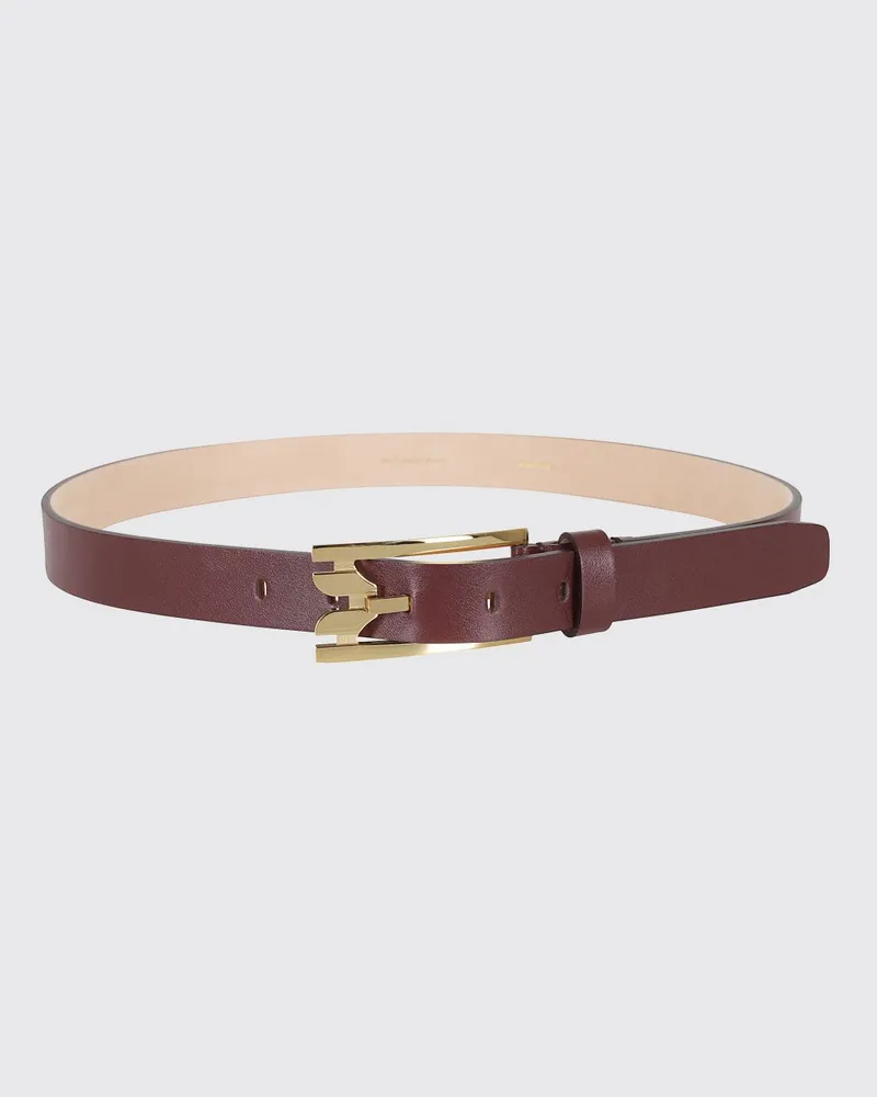 Victoria Beckham Gürtel aus glattem Kalbsleder mit Monogramm-Schnalle Rot