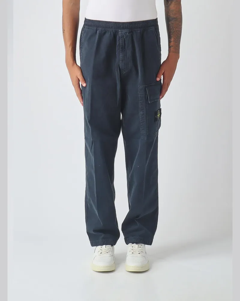 Stone Island Cargo-Hose mit geradem Bein aus Stretch-Baumwolle mit Logo Blau