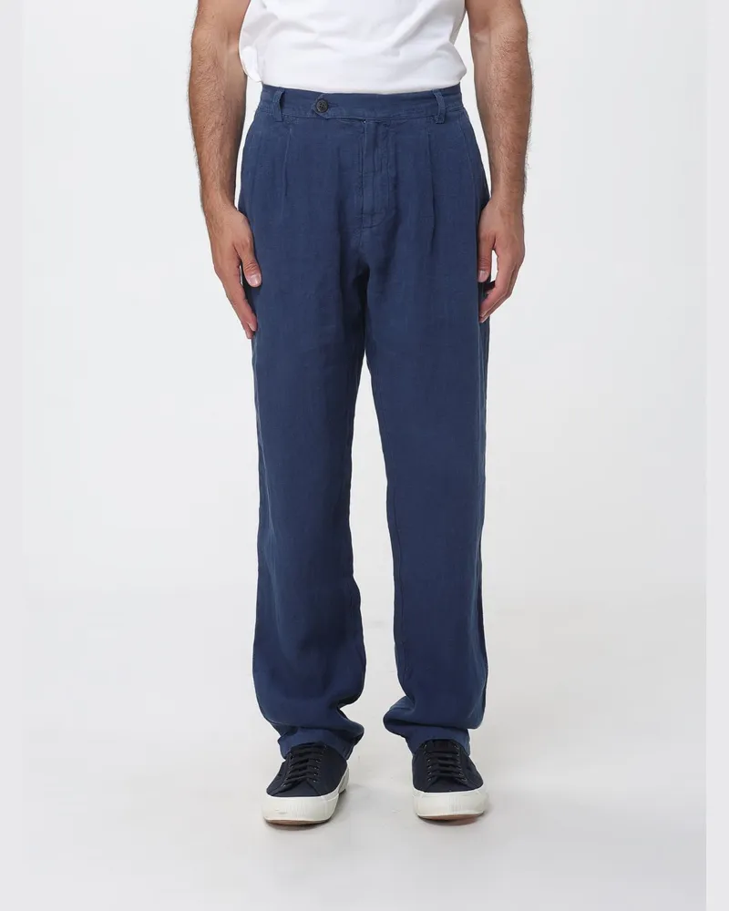 MC2 Saint Barth Leinen-Chino-Hose mit versetztem Verschluss Blau