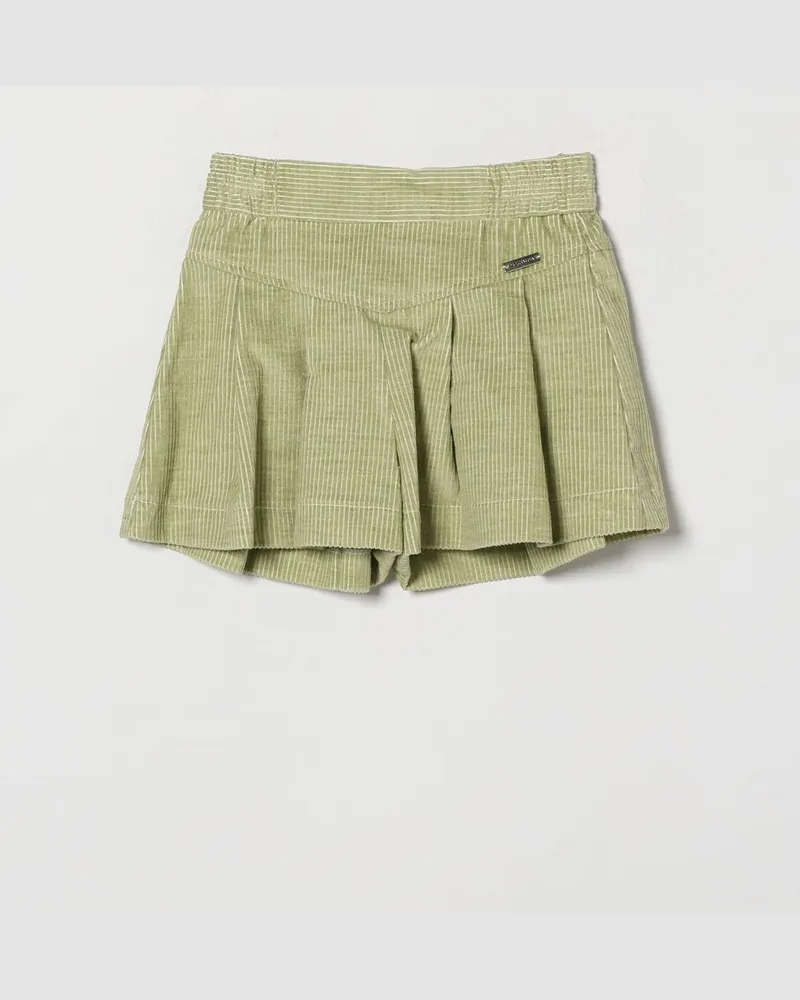 Monnalisa High-Waist Cord-Shorts für Mädchen mit Kontrast-Logo Grün