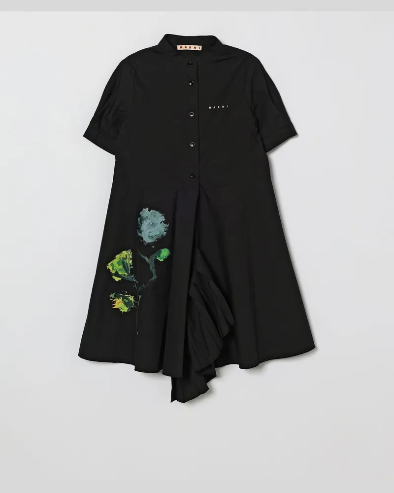 Marni Baumwoll-Hemdblusenkleid Schwarz