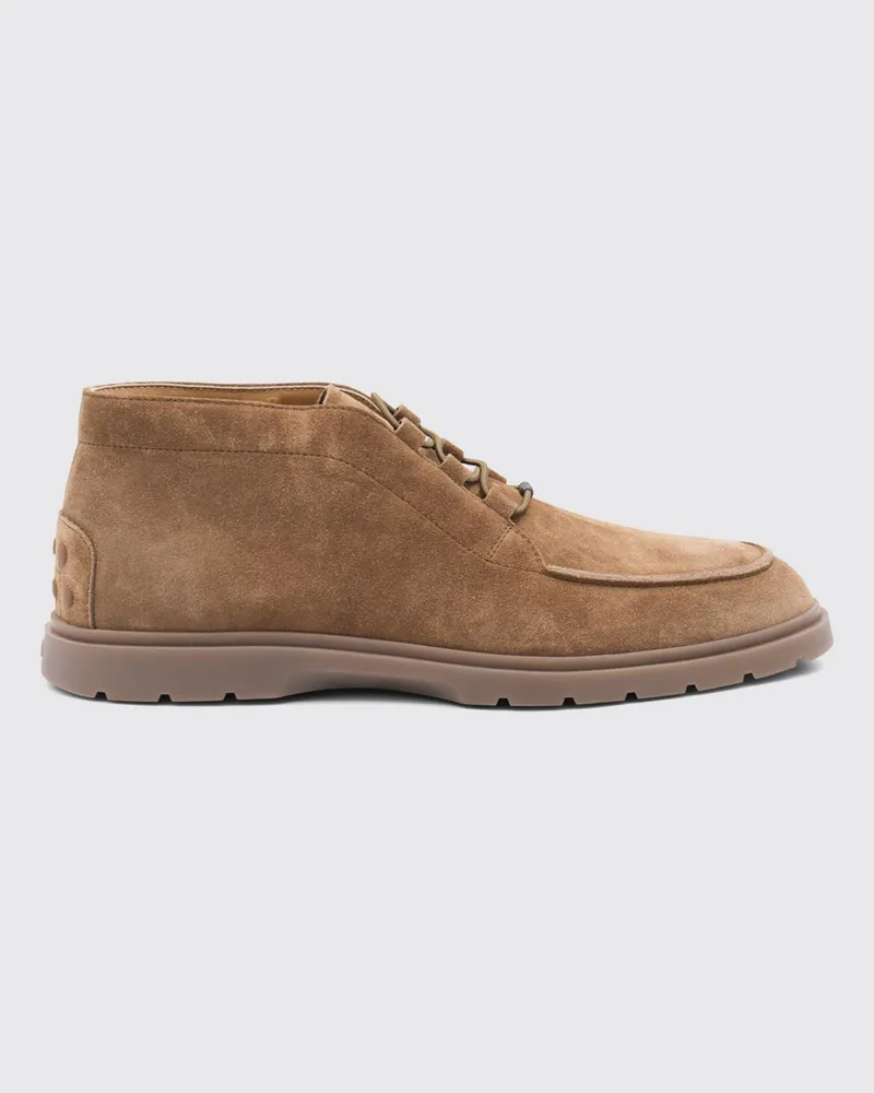 TOD'S Chukka-Stiefel aus Kalbswildleder mit runder Kappe und Gummisohle Wallnuss