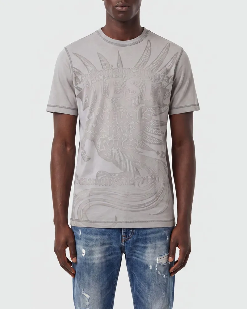 Diesel Slim-Fit-T-Shirt aus Baumwolle mit Graffiti-Logo-Print Weiß
