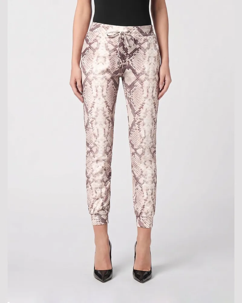 Philipp Plein Skinny-Jogginghose aus Jersey mit Python-Print Beige