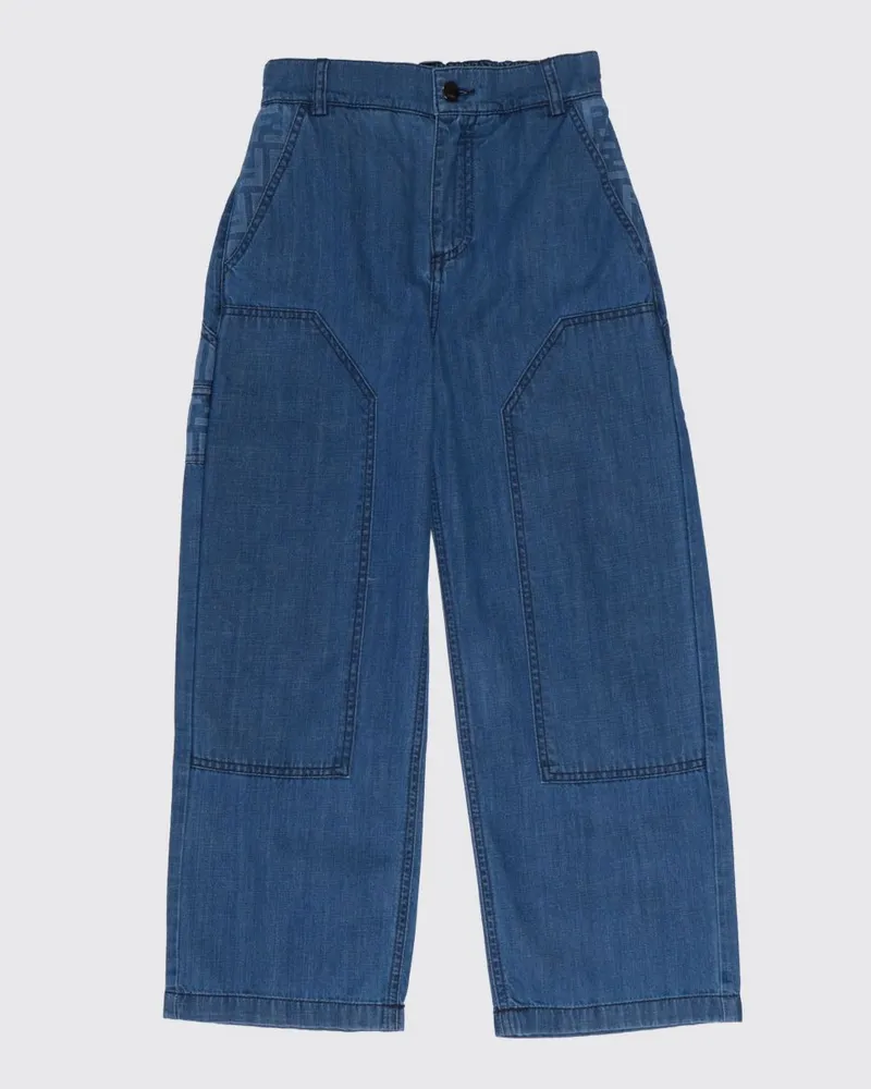 Fendi Wide-Leg Jeans aus Denim für Jungen mit durchgehendem FF-Monogramm Blau