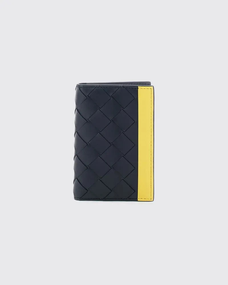 Bottega Veneta Bifold-Kartenetui aus zweifarbigem Intrecciato-Nappaleder Blau