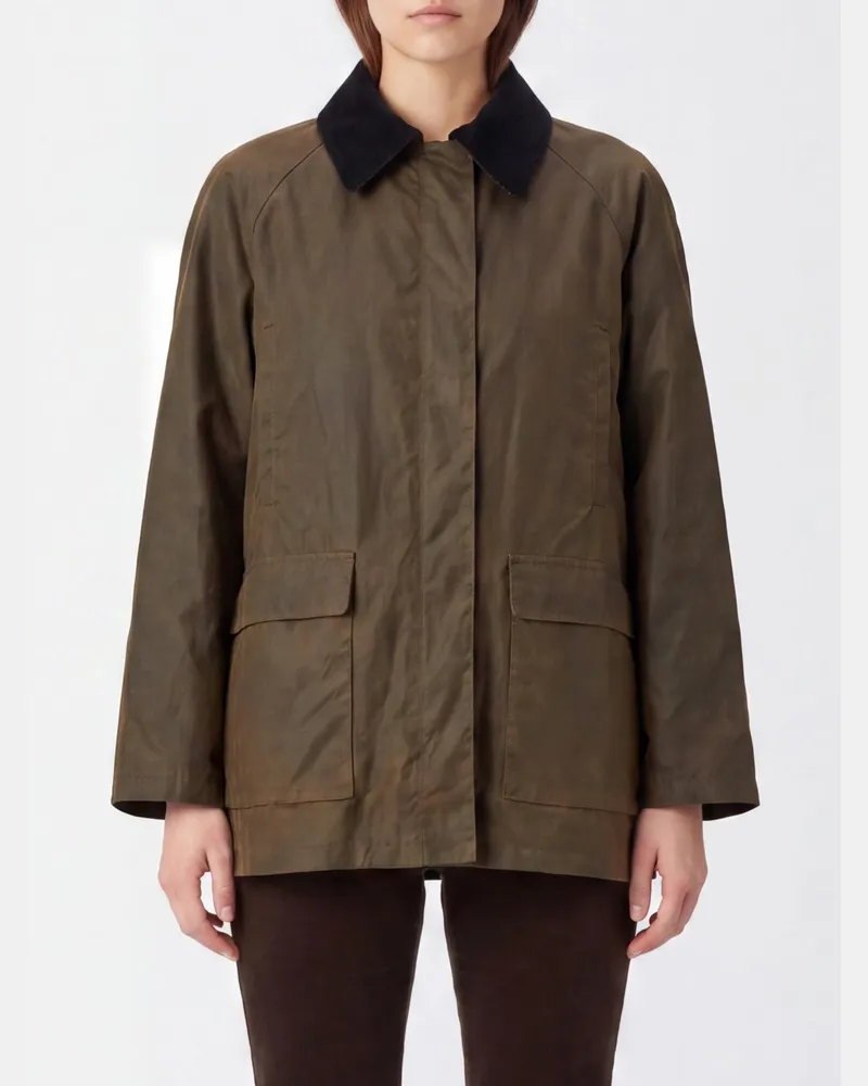 Totême Kurze Country-Jacke aus Bio-Baumwolle mit Samtkragen Braun