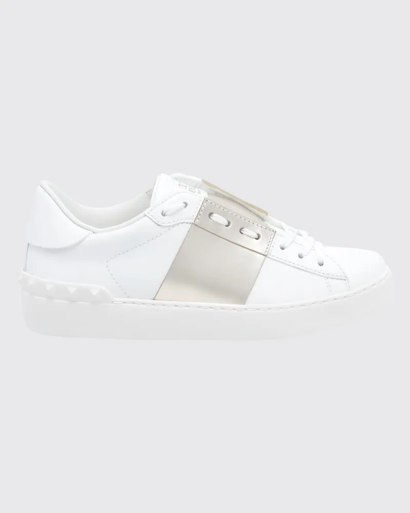 Valentino Garavani Open-Sneaker aus Leder mit laminiertem Kontraststreifen Weiß