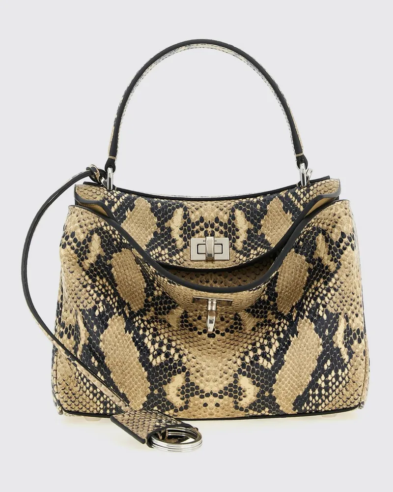 Balenciaga Rodeo Tasche aus Leder mit Python-Print Beige