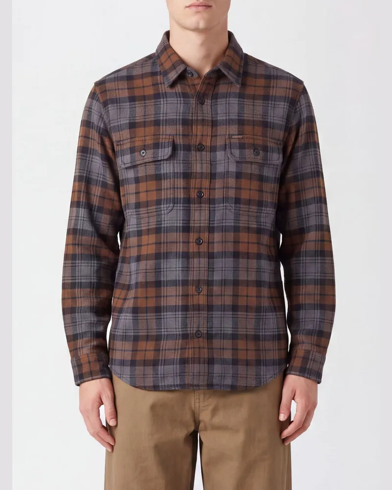 Filson Langärmeliges kariertes Hemd aus Baumwollflanell mit Pattentaschen Schwarz