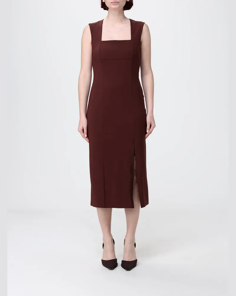 Patrizia Pepe Midi-Kleid aus Stretch-Jersey Braun