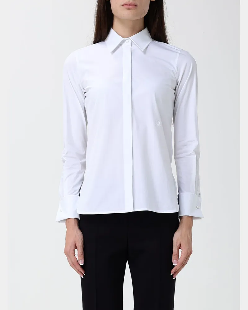 Max Mara Slim-Fit-Hemd von aus Stretch-Baumwolle mit verdeckter Knopfleiste Weiß