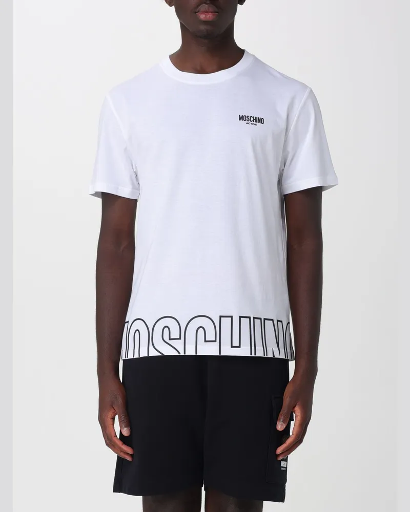 Moschino Baumwoll-T-Shirt mit Kontrast-Logo und Rundhalsausschnitt Weiß