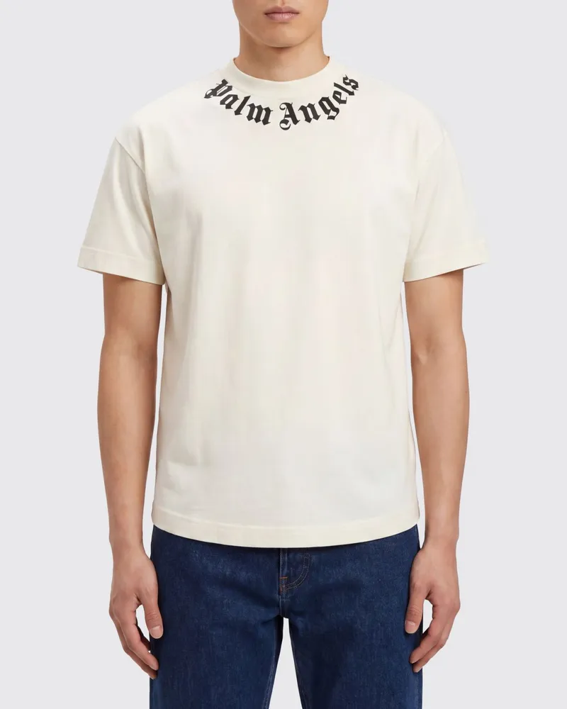 Palm Angels Baumwoll-T-Shirt mit Logo Weiß