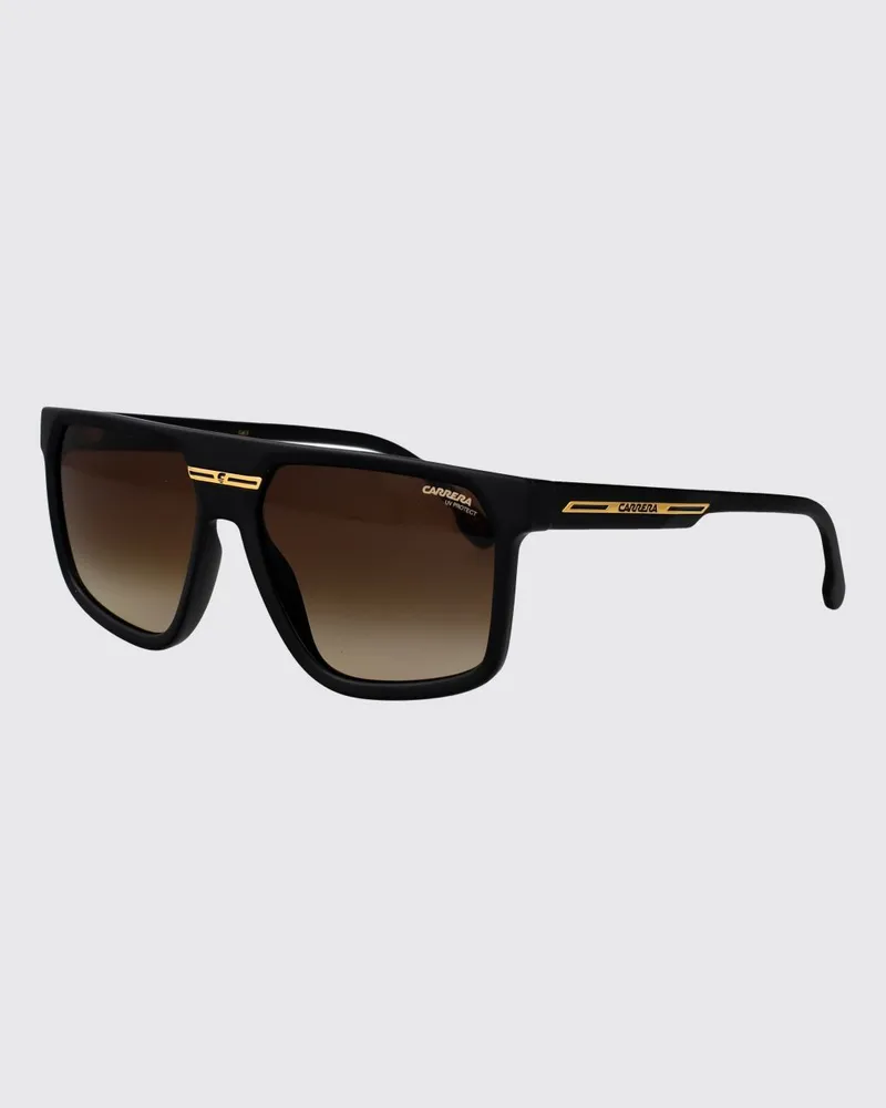 Carrera Piloten-Sonnenbrille aus Eco-Polyamid mit rechteckigen bernsteinfarbenen Gläsern Schwarz