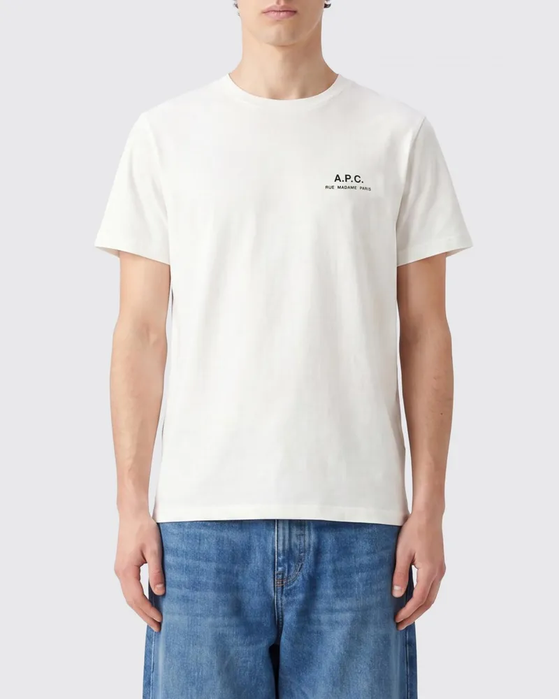 A.P.C. Baumwoll-T-Shirt mit Kontrast-Logo auf der Brust Weiss
