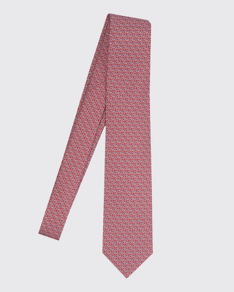 Ferragamo Krawatte aus reiner Seide mit durchgehendem Gancini-Monogramm-Muster Rot