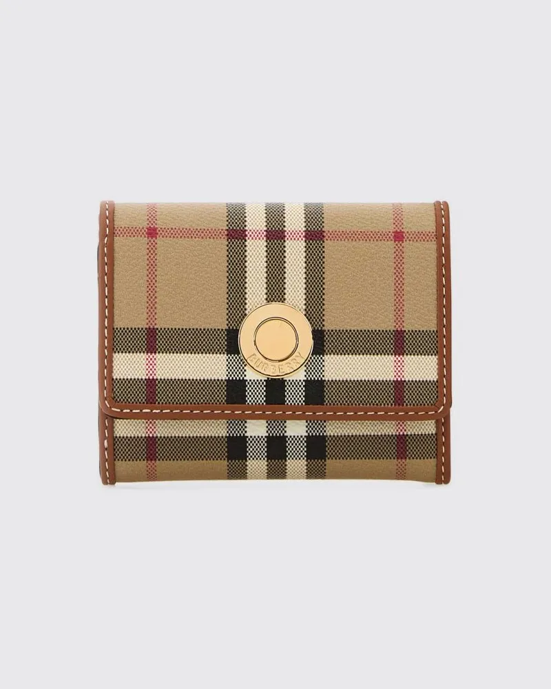 Burberry Continental-Brieftasche aus beschichteter Baumwolle mit Vintage Check-Muster Braun