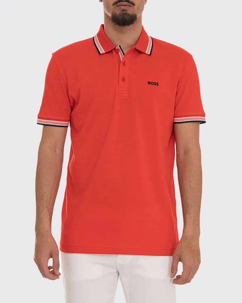 HUGO BOSS Basic Baumwoll-Polohemd Rot
