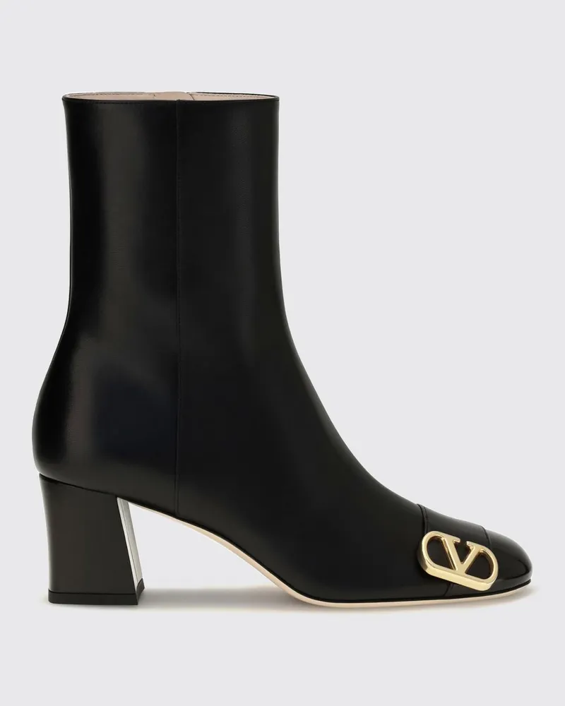 Valentino Garavani VLogo Signature Lederstiefeletten mit Blockabsatz Schwarz
