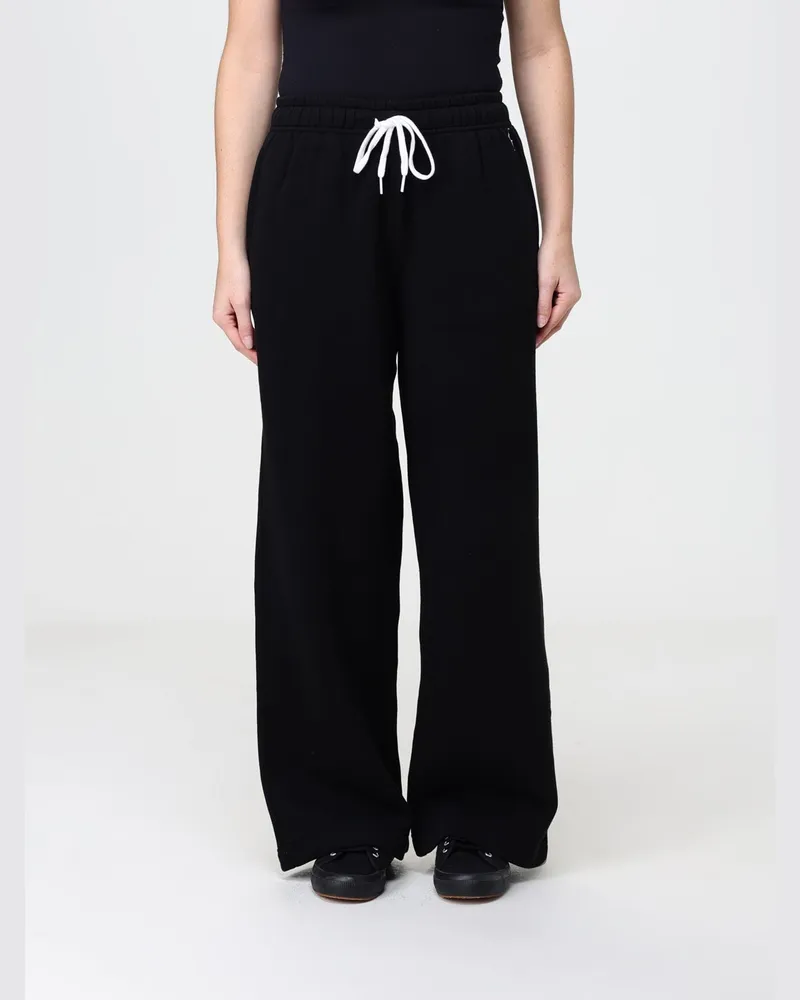 Ralph Lauren Jogginghose aus Baumwolle mit weitem Bein und hoher Taille Schwarz