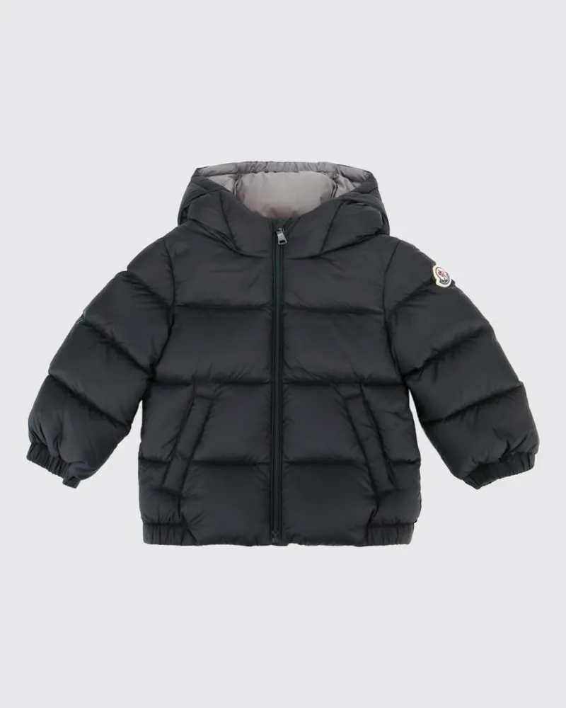 Moncler New Macaire Daunenjacke von für Jungen aus gestepptem Nylon mit Kapuze und Logo Schwarz