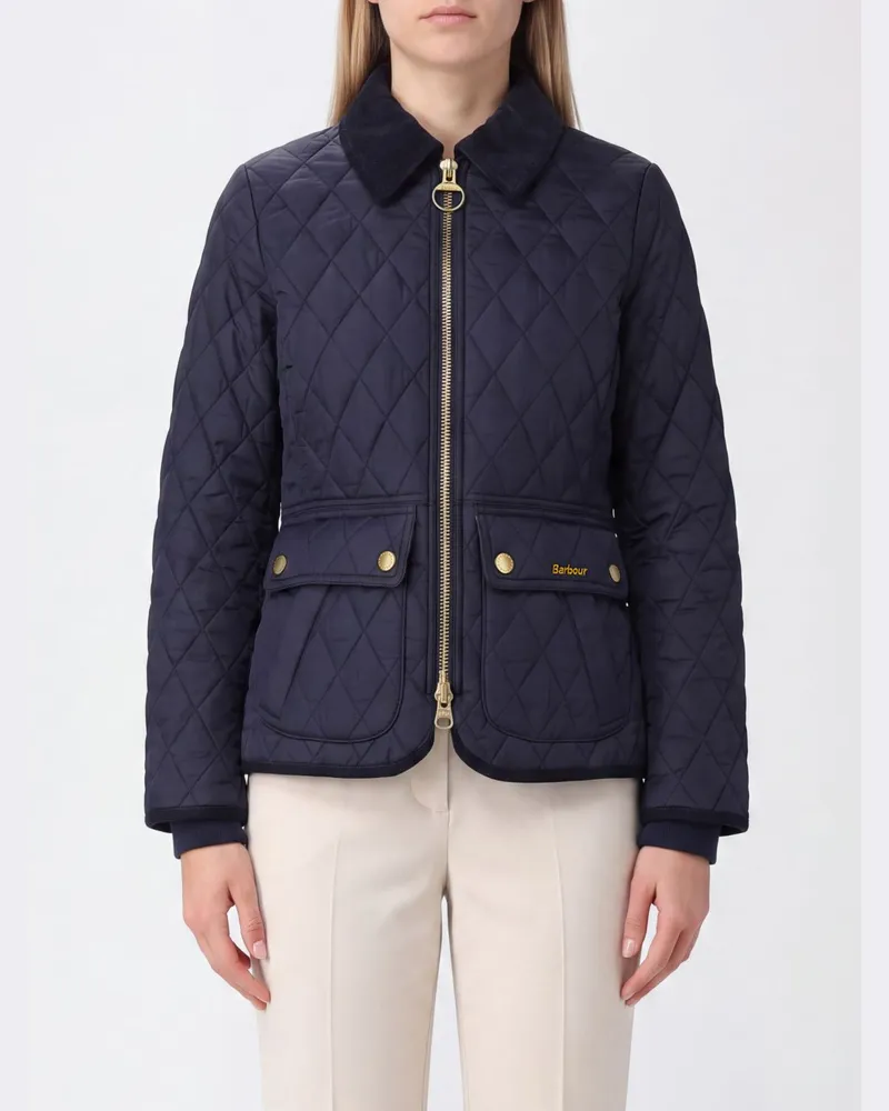 Barbour Beadnell Slim Fit Gesteppte Polyamid-Jacke mit Reißverschluss Blau