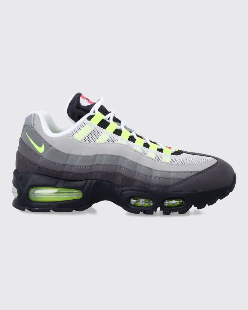 Nike Air Max 95 Premium Sneakers aus Leder und Mesh mit Swoosh-Logo und bunten Streifen Grau